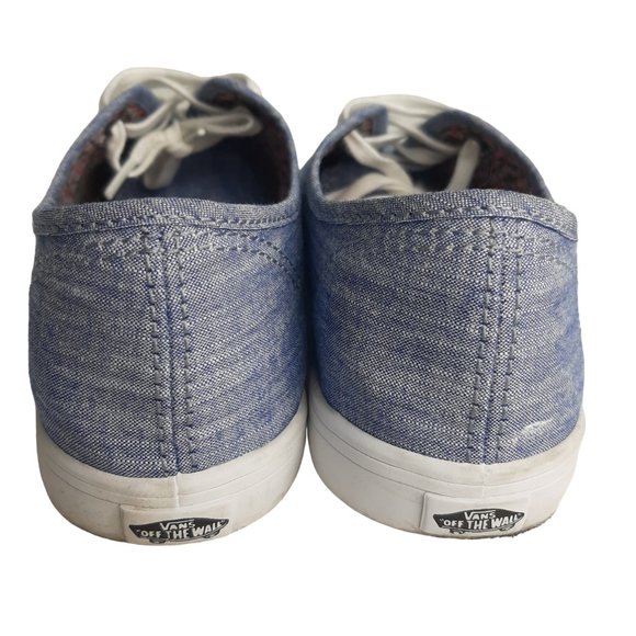 Vans Authentic Unisex Canvas Lace Up Low Top Floral Chambray Blue Size 7 - Picture 3 of 11